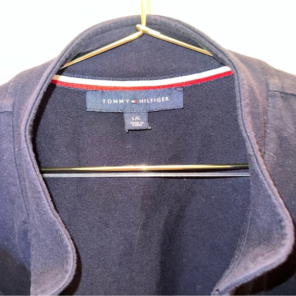 Tommy Hilfiger Navy Zip Front Jacket Gold Logo Details Size L - Picture 6 of 8